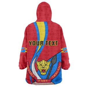 Personalised Democratic Republic of the Congo Independence Day KId Wearable Blanket Hoodie Coat Of Arms Happy 30 June