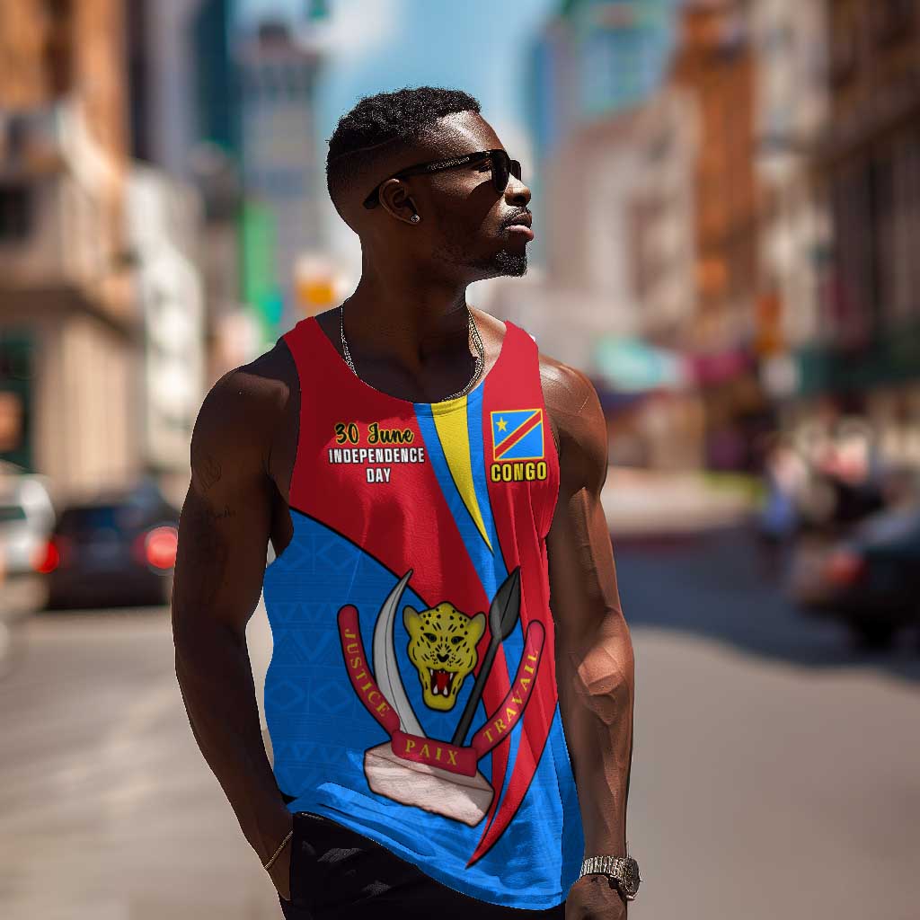 Personalised Democratic Republic of the Congo Independence Day Men Tank Top Coat Of Arms Happy 30 June