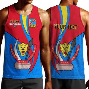 Personalised Democratic Republic of the Congo Independence Day Men Tank Top Coat Of Arms Happy 30 June