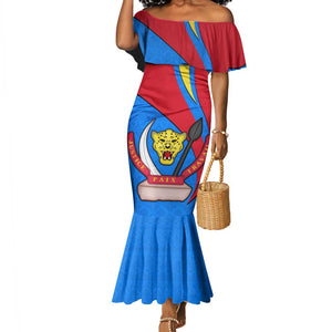 Personalised Democratic Republic of the Congo Independence Day Mermaid Dress Coat Of Arms Happy 30 June