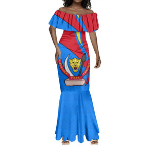 Personalised Democratic Republic of the Congo Independence Day Mermaid Dress Coat Of Arms Happy 30 June