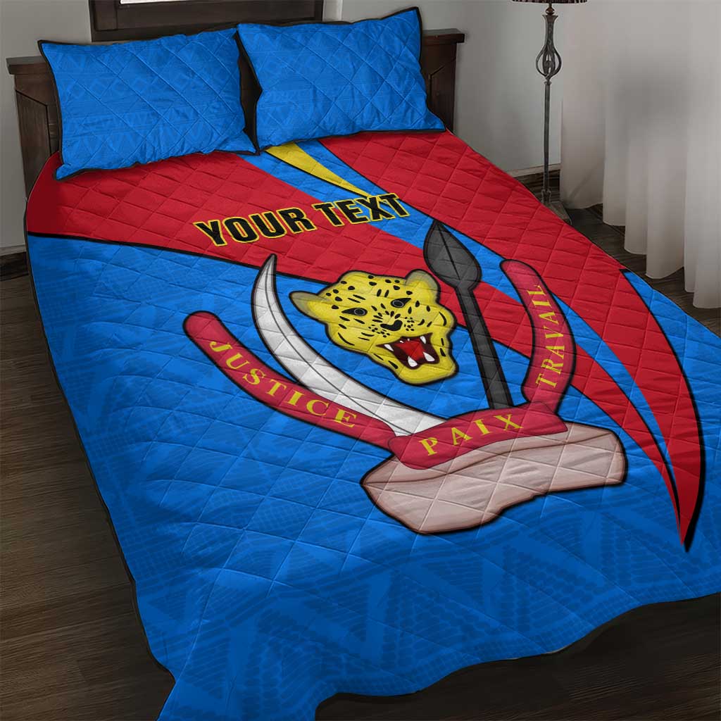 Personalised Democratic Republic of the Congo Independence Day Quilt Bed Set Coat Of Arms Happy 30 June