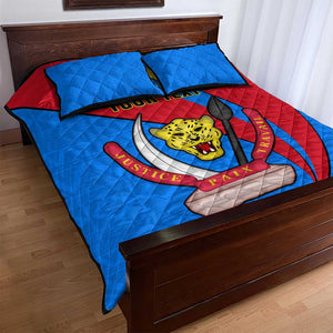 Personalised Democratic Republic of the Congo Independence Day Quilt Bed Set Coat Of Arms Happy 30 June