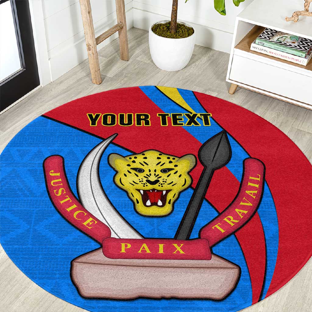 Personalised Democratic Republic of the Congo Independence Day Round Carpet Coat Of Arms Happy 30 June