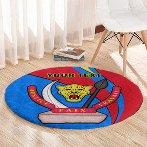 Personalised Democratic Republic of the Congo Independence Day Round Carpet Coat Of Arms Happy 30 June