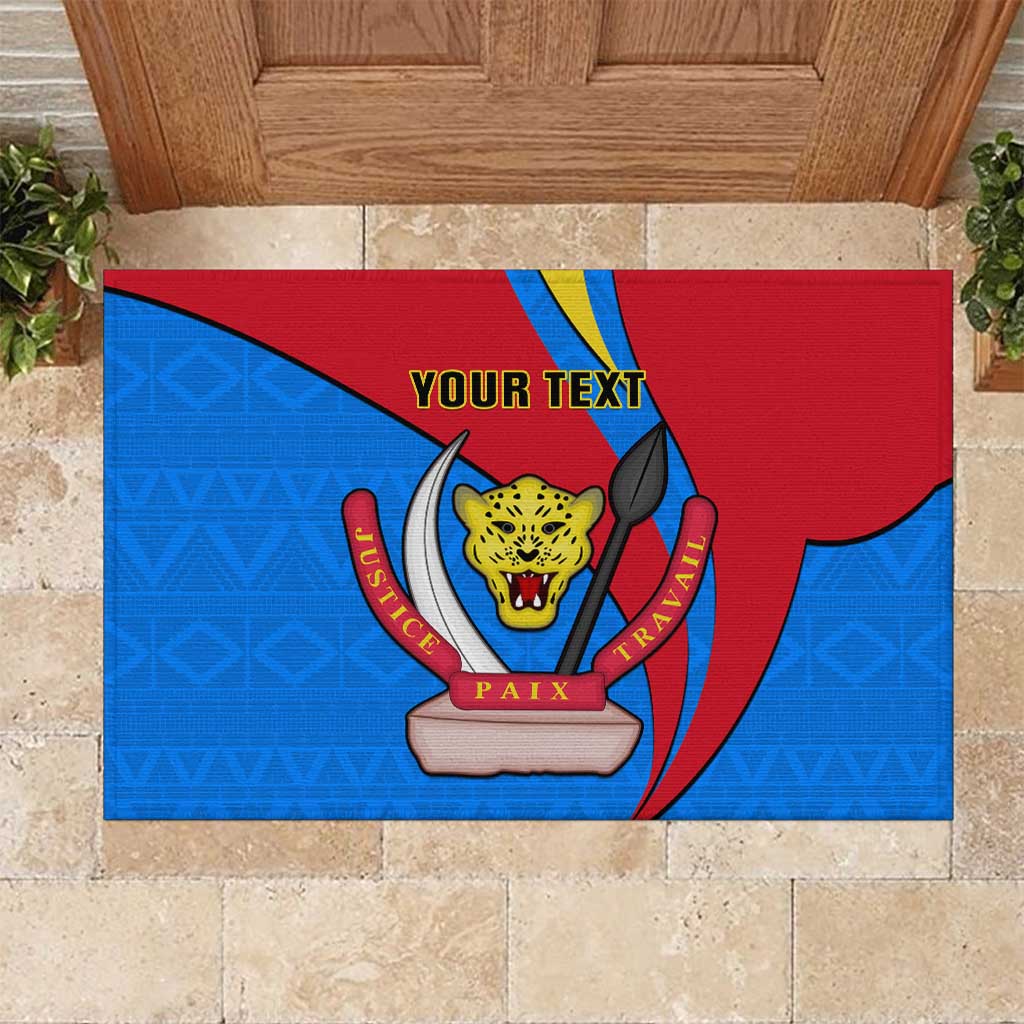 Personalised Democratic Republic of the Congo Independence Day Rubber Doormat Coat Of Arms Happy 30 June