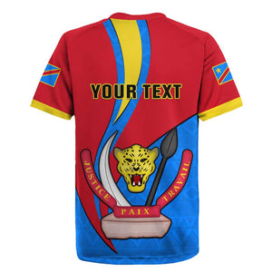 Personalised Democratic Republic of the Congo Independence Day Rugby Jersey Coat Of Arms Happy 30 June