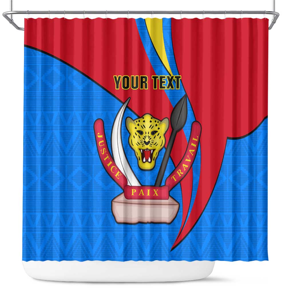 Personalised Democratic Republic of the Congo Independence Day Shower Curtain Coat Of Arms Happy 30 June