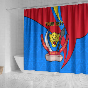 Personalised Democratic Republic of the Congo Independence Day Shower Curtain Coat Of Arms Happy 30 June