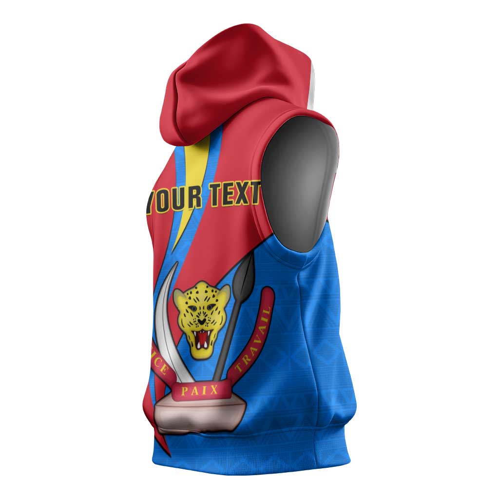 Personalised Democratic Republic of the Congo Independence Day Sleeveless Hoodie Coat Of Arms Happy 30 June - African Pride