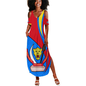 Personalised Democratic Republic of the Congo Independence Day Summer Maxi Dress Coat Of Arms Happy 30 June