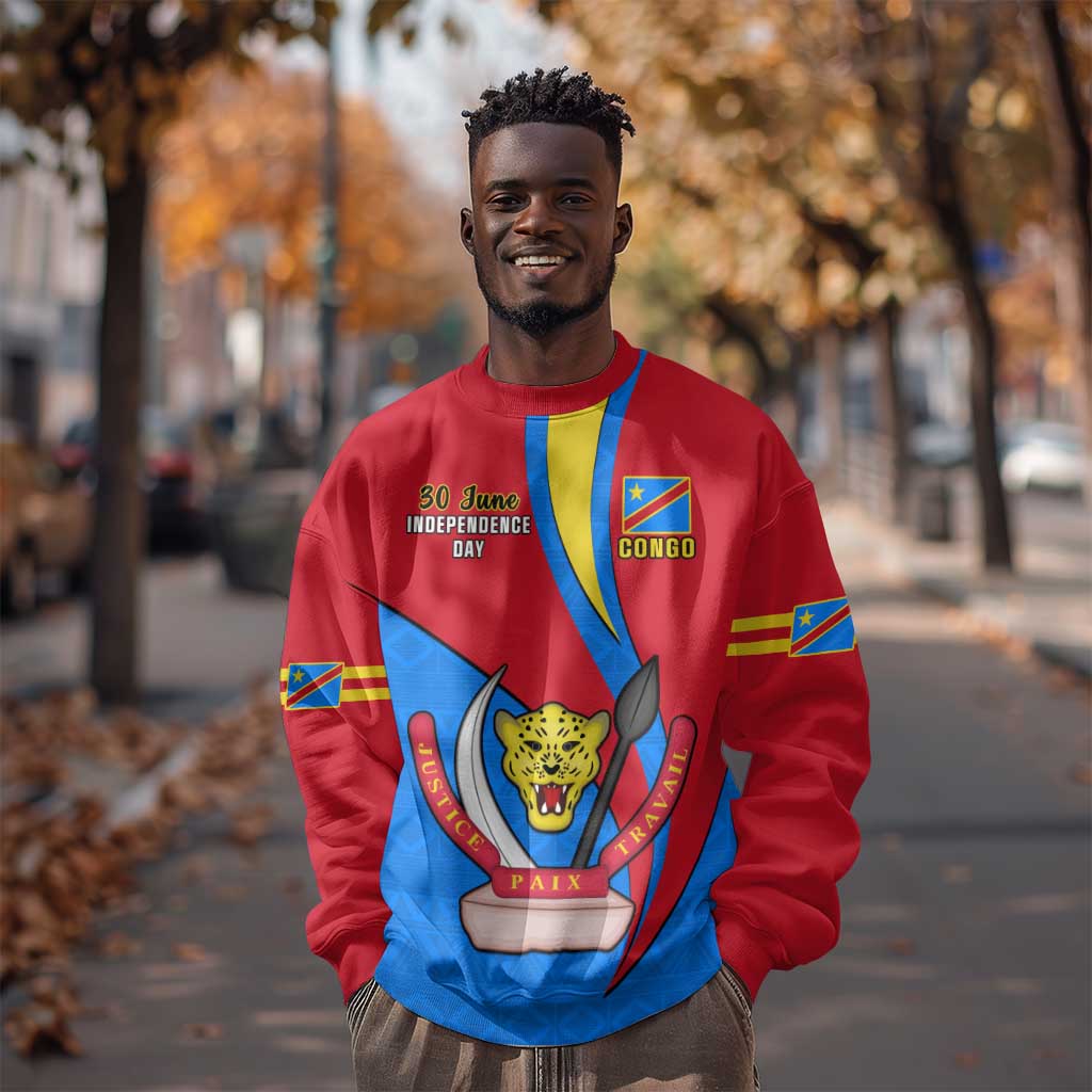 Personalised Democratic Republic of the Congo Independence Day Sweatshirt Coat Of Arms Happy 30 June