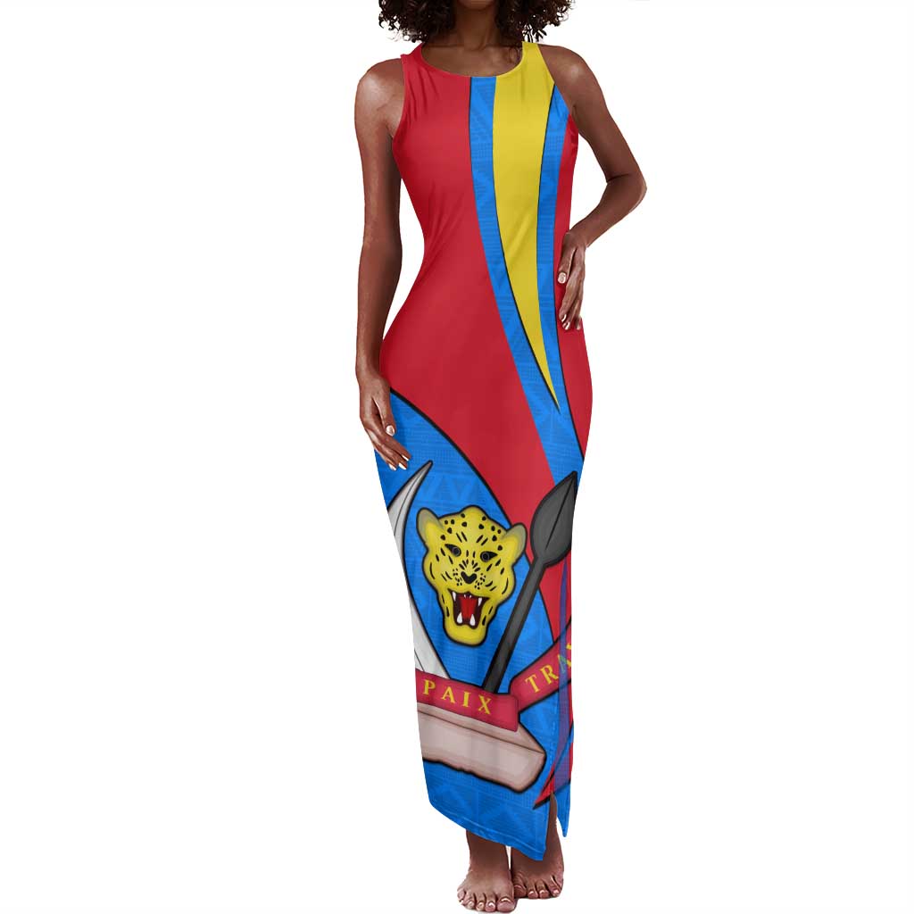 Personalised Democratic Republic of the Congo Independence Day Tank Maxi Dress Coat Of Arms Happy 30 June