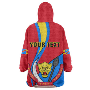 Personalised Democratic Republic of the Congo Independence Day Wearable Blanket Hoodie Coat Of Arms Happy 30 June