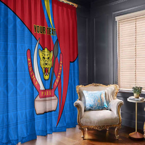 Personalised Democratic Republic of the Congo Independence Day Window Curtain Coat Of Arms Happy 30 June