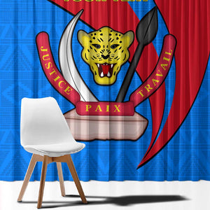 Personalised Democratic Republic of the Congo Independence Day Window Curtain Coat Of Arms Happy 30 June