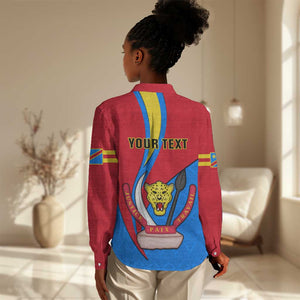 Personalised Democratic Republic of the Congo Independence Day Women Casual Shirt Coat Of Arms Happy 30 June