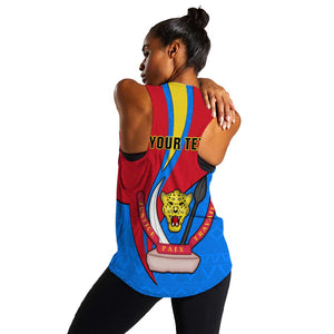 Personalised Democratic Republic of the Congo Independence Day Women Racerback Tank Coat Of Arms Happy 30 June