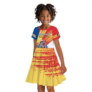 29 June Seychelles Independence Day Kid Short Sleeve Dress Flag Style