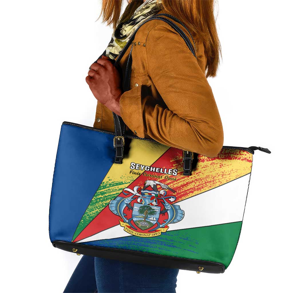 29 June Seychelles Independence Day Leather Tote Bag Flag Style