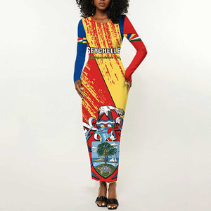 29 June Seychelles Independence Day Long Sleeve Bodycon Dress Flag Style