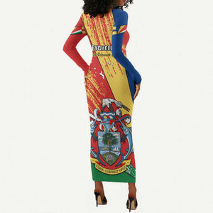 29 June Seychelles Independence Day Long Sleeve Bodycon Dress Flag Style