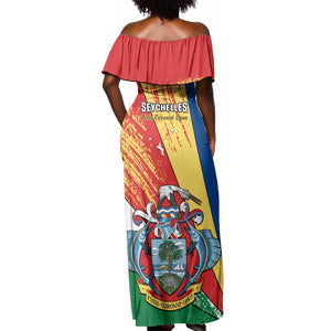 29 June Seychelles Independence Day Off Shoulder Maxi Dress Flag Style