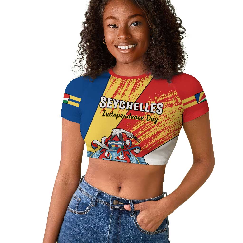 29 June Seychelles Independence Day Raglan Cropped T shirt Flag Style