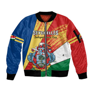 29 June Seychelles Independence Day Sleeve Zip Bomber Jacket Flag Style