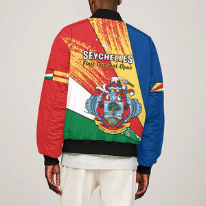 29 June Seychelles Independence Day Sleeve Zip Bomber Jacket Flag Style