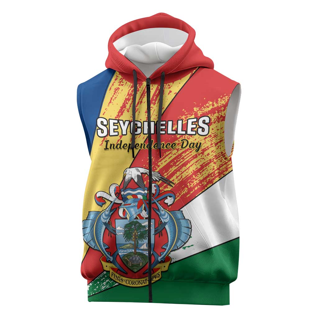 29 June Seychelles Independence Day Sleeveless Zip Hoodie Flag Style - African Pride