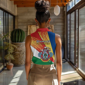 29 June Seychelles Independence Day Women Sleeveless Polo Shirt Flag Style