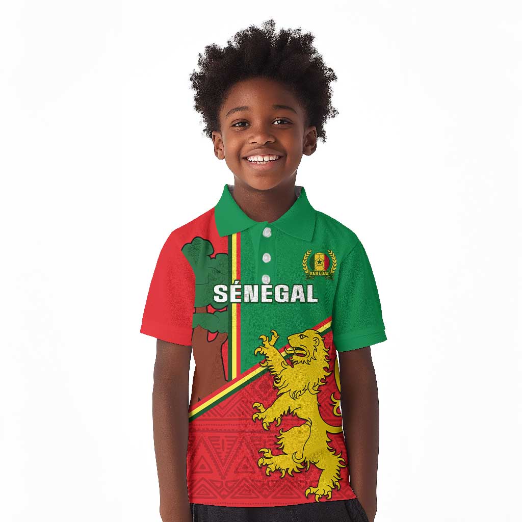 Senegal Football Kid Polo Shirt 2024 Go Champions Lions De La Teranga