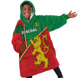 Senegal Football KId Wearable Blanket Hoodie 2024 Go Champions Lions De La Teranga