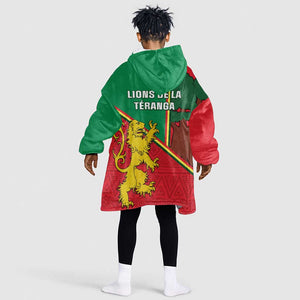 Senegal Football KId Wearable Blanket Hoodie 2024 Go Champions Lions De La Teranga