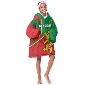 Senegal Football KId Wearable Blanket Hoodie 2024 Go Champions Lions De La Teranga