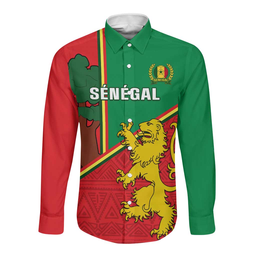 Senegal Football Long Sleeve Button Shirt 2024 Go Champions Lions De La Teranga