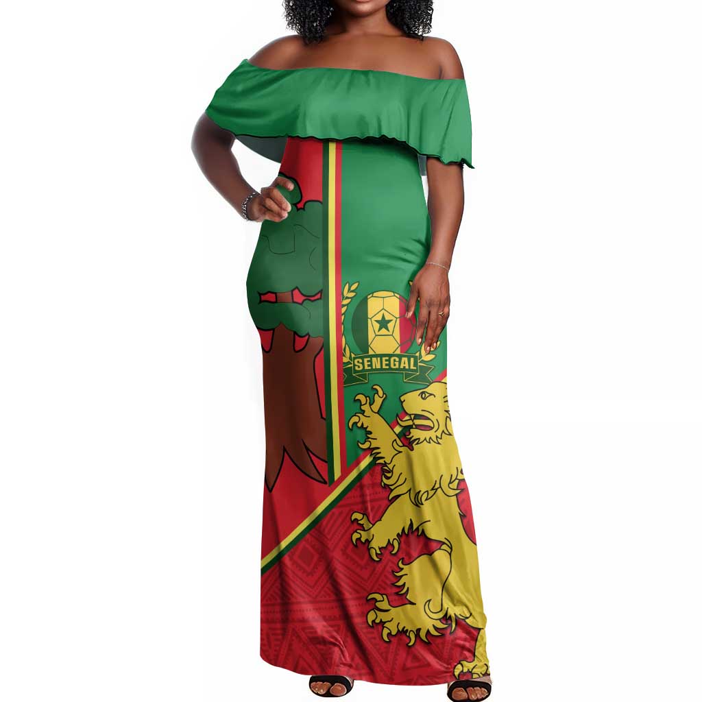 Senegal Football Off Shoulder Maxi Dress 2024 Go Champions Lions De La Teranga