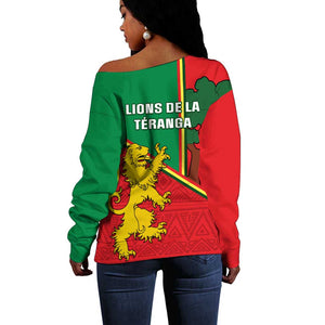 Senegal Football Off Shoulder Sweater 2024 Go Champions Lions De La Teranga