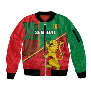 Senegal Football Sleeve Zip Bomber Jacket 2024 Go Champions Lions De La Teranga