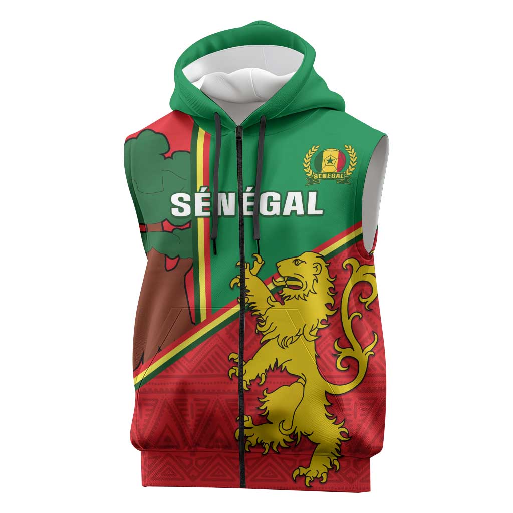 Senegal Football Sleeveless Zip Hoodie 2024 Go Champions Lions De La Teranga - African Pride