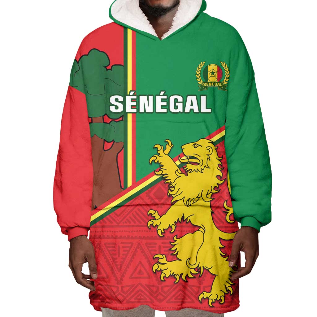 Senegal Football Wearable Blanket Hoodie 2024 Go Champions Lions De La Teranga