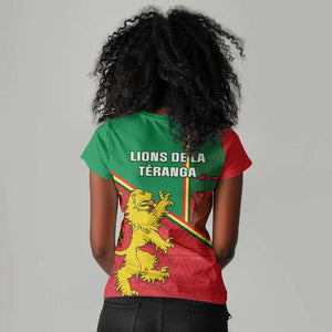 Senegal Football Women V-Neck T-Shirt 2024 Go Champions Lions De La Teranga