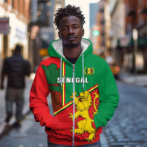 Senegal Football Zip Hoodie 2024 Go Champions Lions De La Teranga