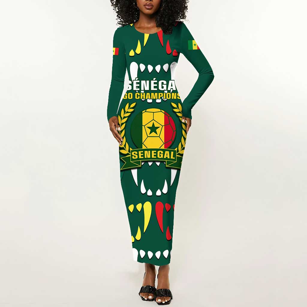 Custom Senegal Football Long Sleeve Bodycon Dress 2024 Culture Pour Home Style