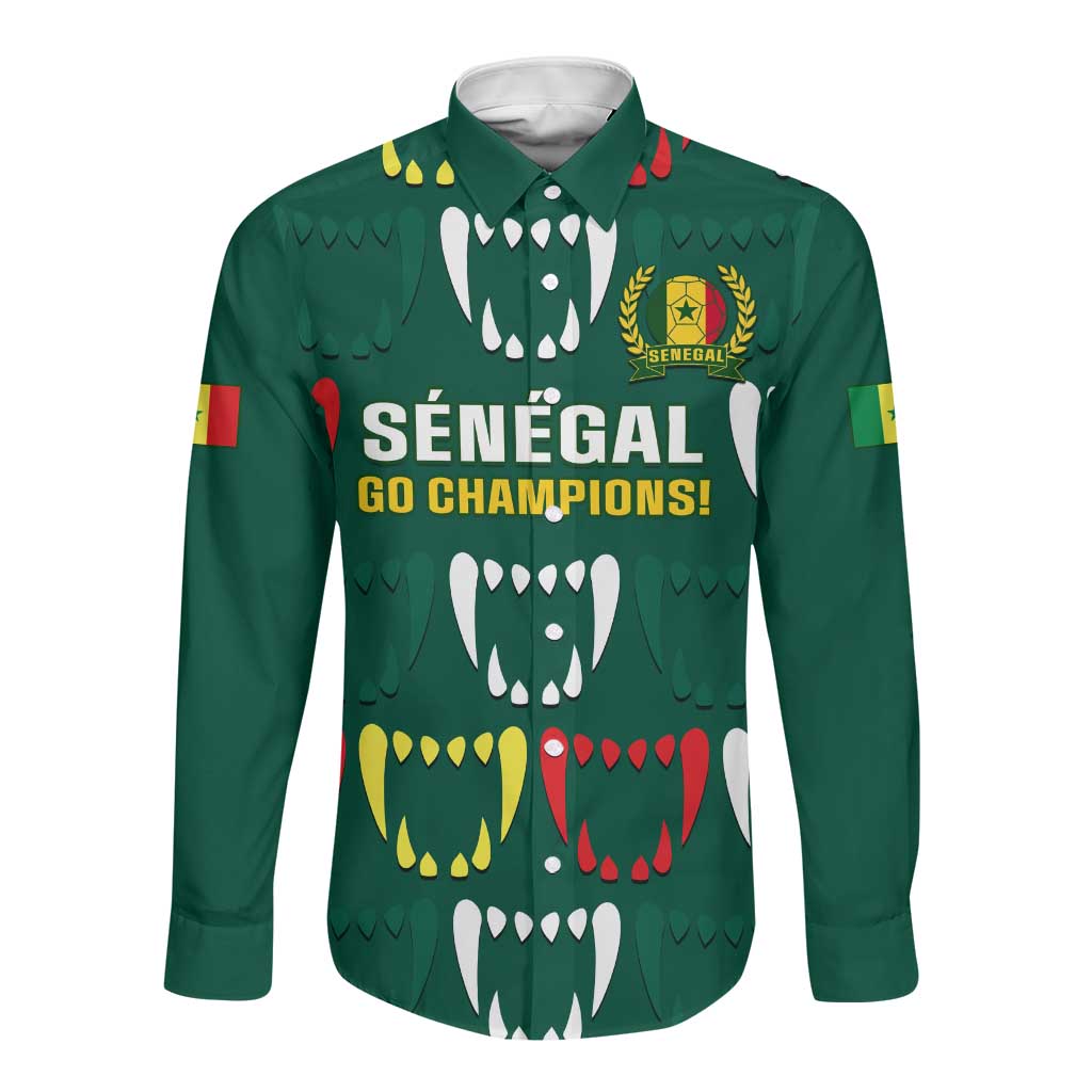 Custom Senegal Football Long Sleeve Button Shirt 2024 Culture Pour Home Style