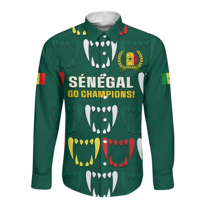Custom Senegal Football Long Sleeve Button Shirt 2024 Culture Pour Home Style