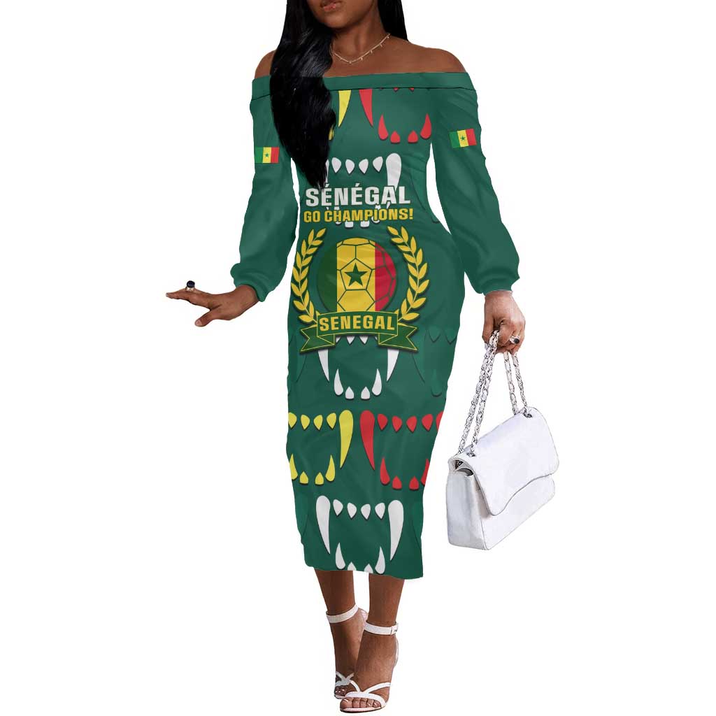 Custom Senegal Football Off The Shoulder Long Sleeve Dress 2024 Culture Pour Home Style