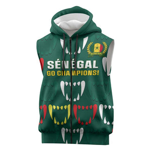Custom Senegal Football Sleeveless Zip Hoodie 2024 Culture Pour Home Style - African Pride