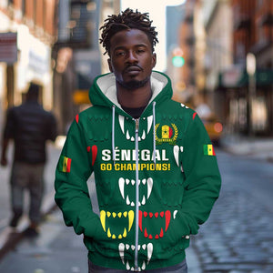 Custom Senegal Football Zip Hoodie 2024 Culture Pour Home Style